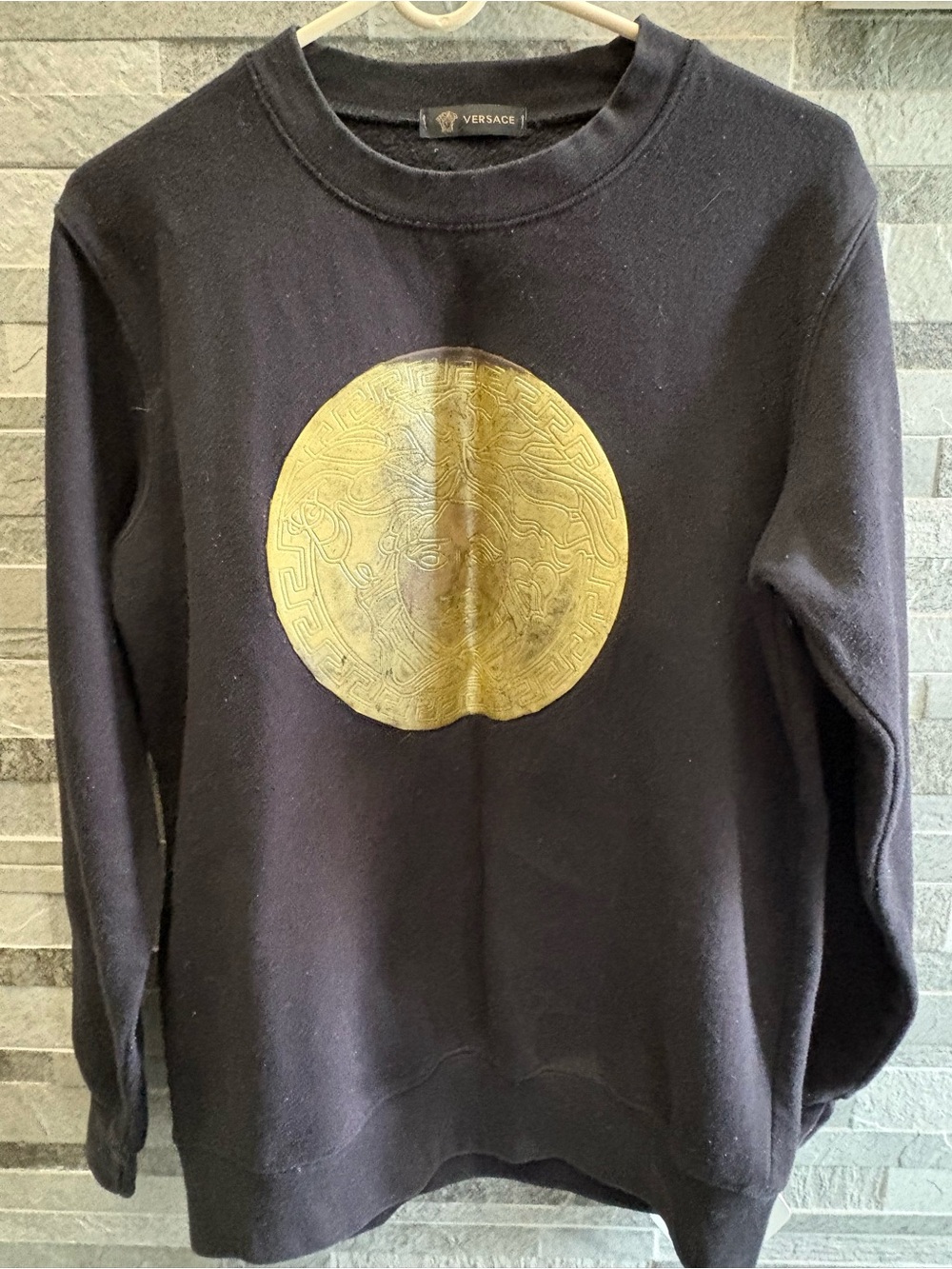 Versace Crewneck Sweater with Label Detail